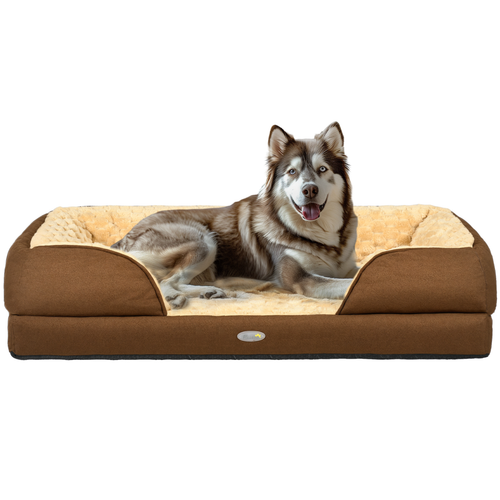 Luxurious Plush Dog Bed – Ultimate Comfort and Support for Large Dogs - Brown