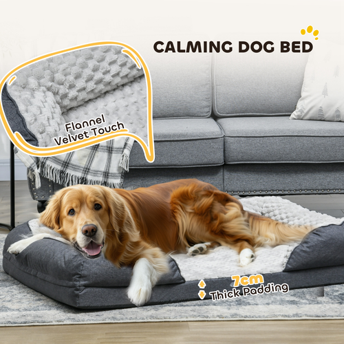 Calming Dog Mattress and bed – Deep Comfort for Restful Sleep for Large Dogs - Charcoal Grey