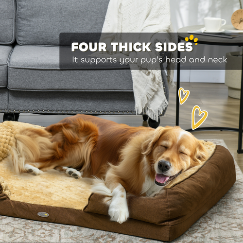 Luxurious Plush Dog Bed – Ultimate Comfort and Support for Large Dogs - Brown