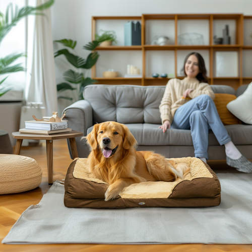 Luxurious Plush Dog Bed – Ultimate Comfort and Support for Large Dogs - Brown